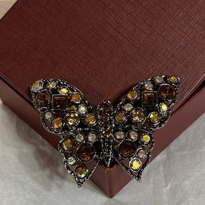 Vintage multicolore rhinestone butterfly brooch